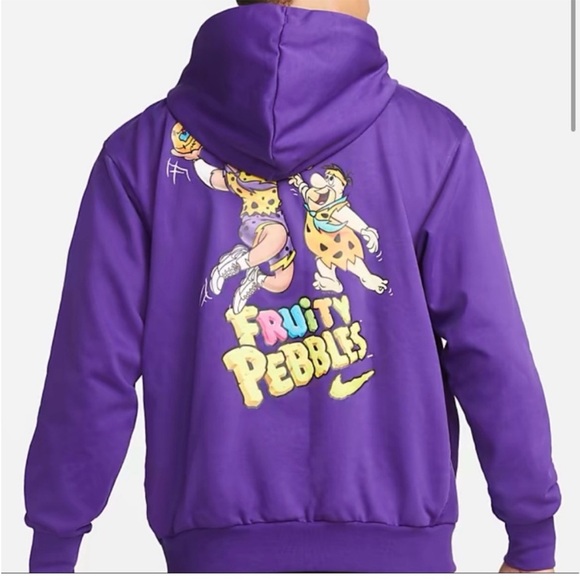 Nike LeBron James + Fruity Pebbles Hoodie Small Oversized Purple Flintstones - Picture 9 of 9